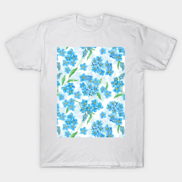 Forget me not watercolor flowers T-Shirt by katerinamk